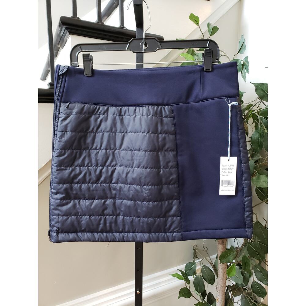 Renwick Puffer Skirt Womens Medium Navy Blue Stretch Winter Side Zipper